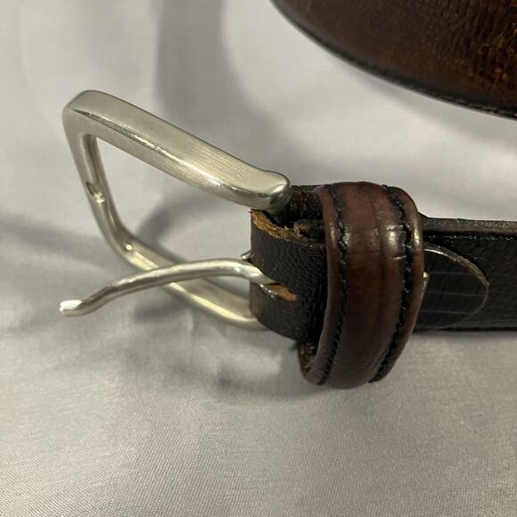 Tino Cosma Belt Mens 38 Genuine Leather Solid Brass Made Italy Dress Accessory - Picture 4 of 16